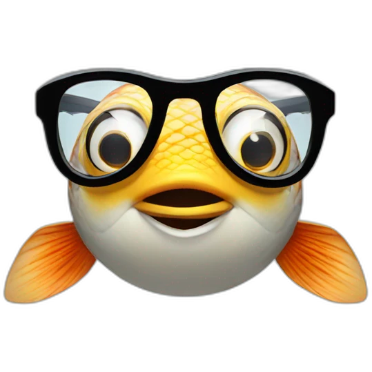 fish wearing prescription glasses emoji