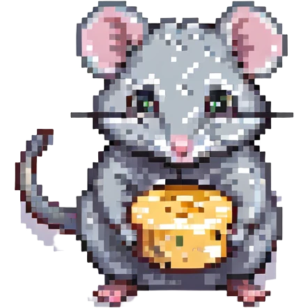 mouse eating cheese, pixel art style, simple background emoji
