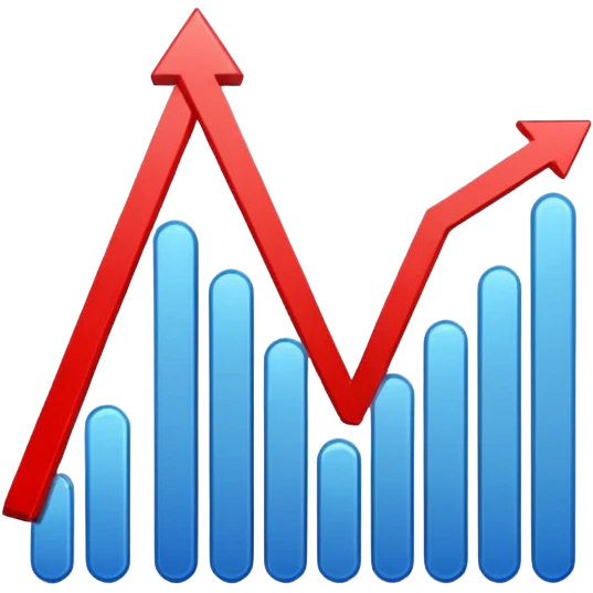graph with line going down and the line being red emoji