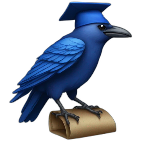 Blue Crow with alumni hat and mantle emoji