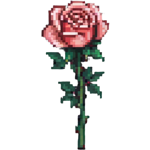 classic single rose in pixel art style emoji