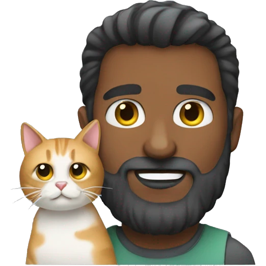 Beard man with cat emoji