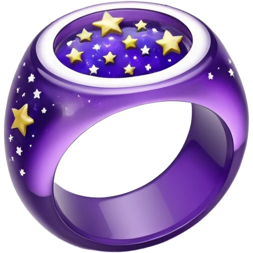 epoxy resin ring with space purple and stars motifs crystal emoji