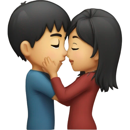 Asian boy kissing a girl  emoji