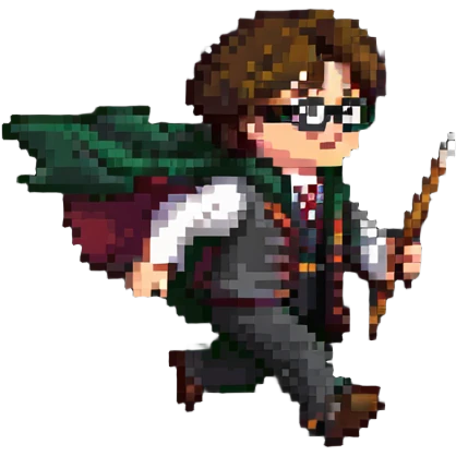 Harry Potter running through Hogwarts emoji