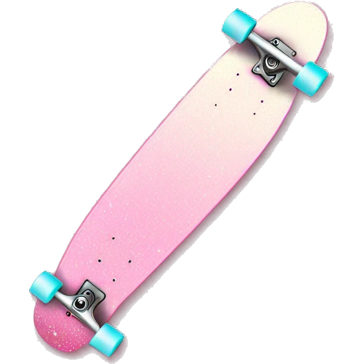 Pastel Pink Skateboard "A pastel pink skateboard with glowing wheels, sparkling decals, and a faint glittery trail following it as it moves." emoji