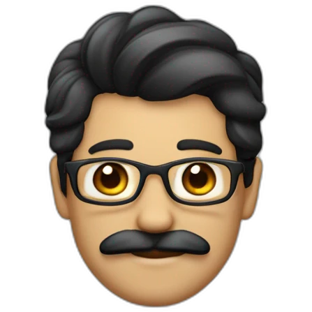 Homme avec les cheveux noir, une mèche sur le côté et une moustache carré de couleur noire  emoji