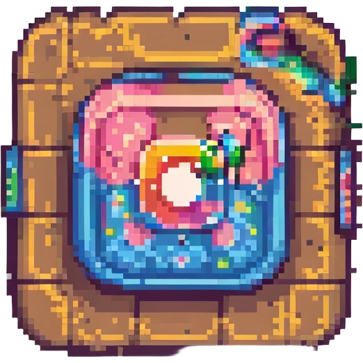 Instagram logo, pixel art style, retro, colorful emoji