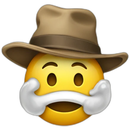 akward smiley face with hat emoji