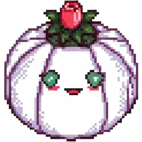 pixel art garlic with lipstick and red panties, playful and cute emoji