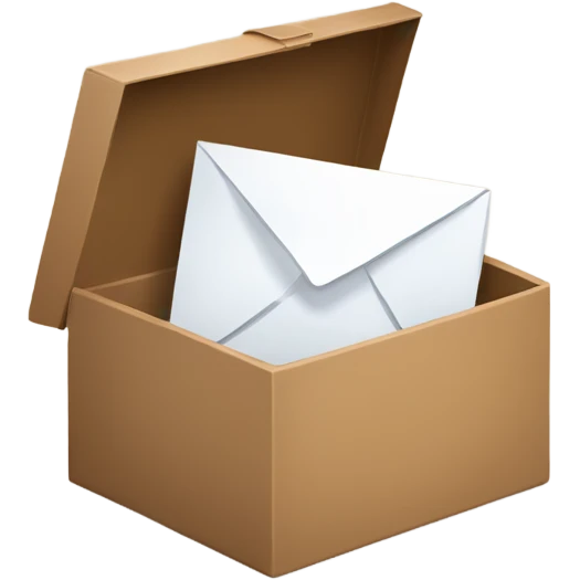 Open mail brown box with text on it “blog lab by @pavytskaa” emoji