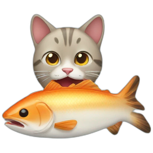 cat eats fish emoji