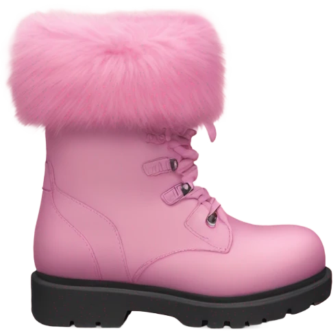 Platform UNIF boots pink fur emoji