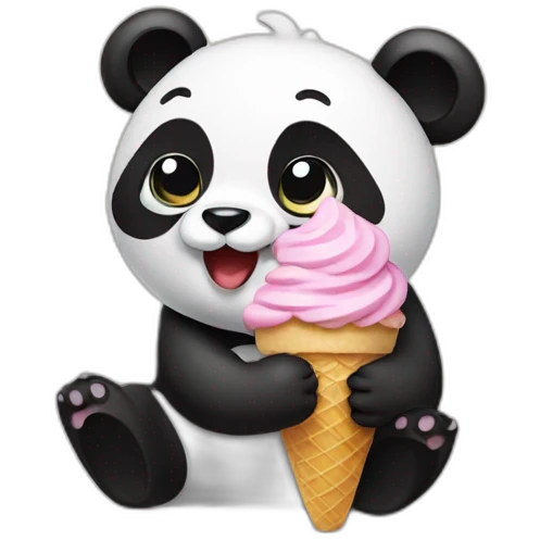 Panda eating ice cream emoji