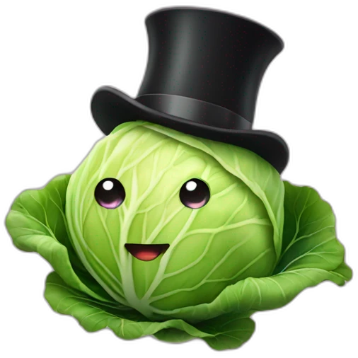 Cabbage in a top hat emoji