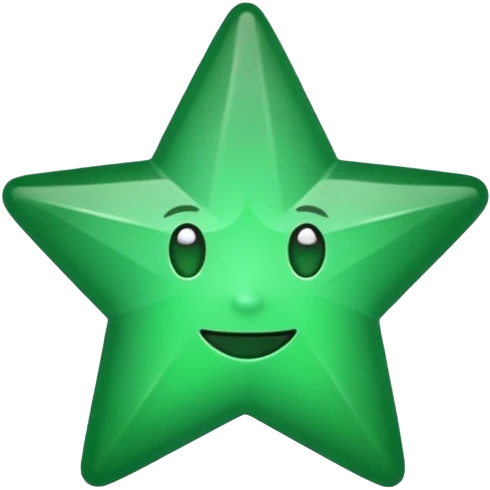 an emoji with the green star of the five star award logo emoji