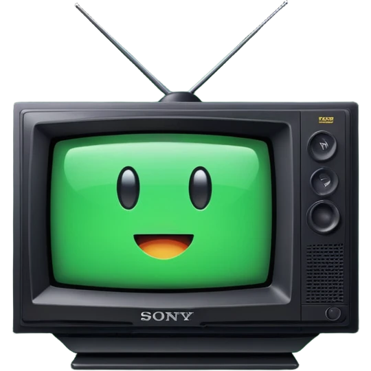 старый черный телевизор Sony с ярко зеленым пиксельным экраном  emoji
