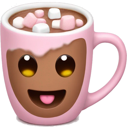 Light Pink mug of hot chocolate with marshmallows  emoji