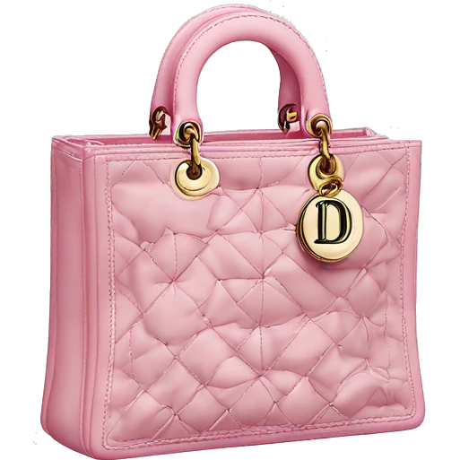A pink rectangle Dior bag with hart embroidery ￼ emoji