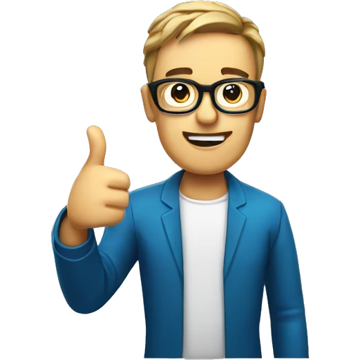 Information technology tired but thumbs up bold guy with glasses emoji