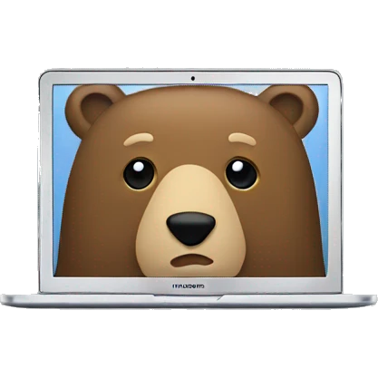 macbook with a bear icon on the screen emoji