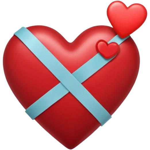 a dark red heart glued together with a Band-aid emoji