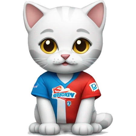 Kitten wearing a speedway shirt emoji