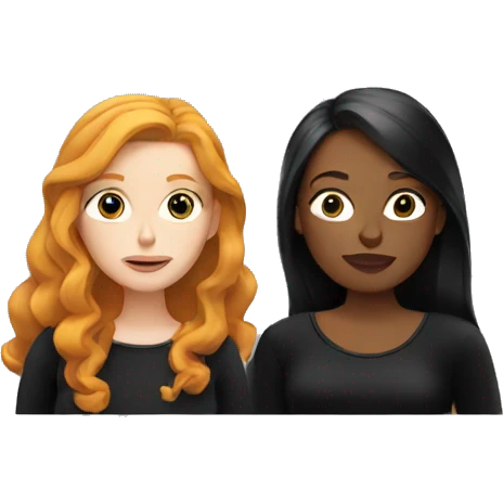 A ginger and a blonde girl in black tops smoking  emoji