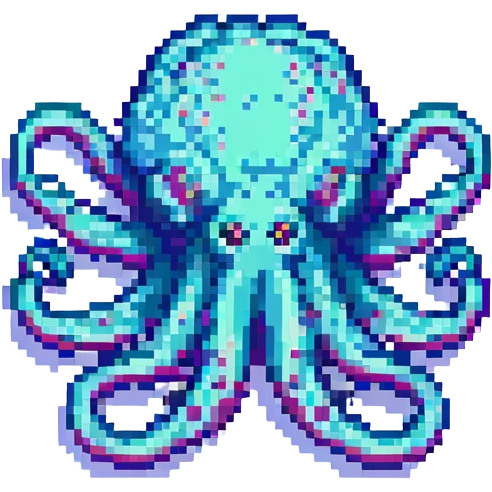 vibrant octopus pixel art emoji