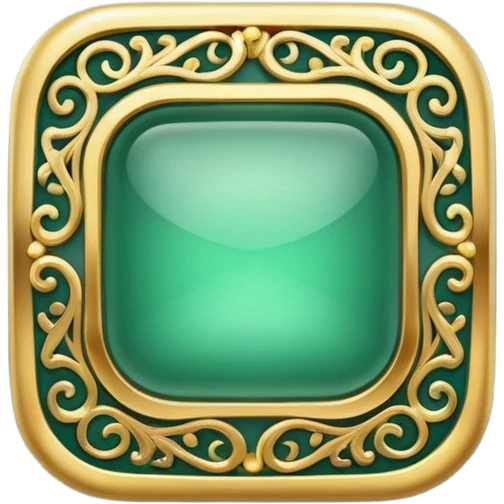 Jade and gold filigree style rounded square icon button emoji