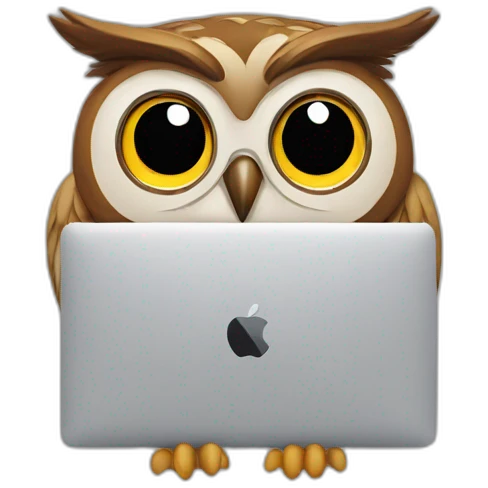 owl with MacBook emoji