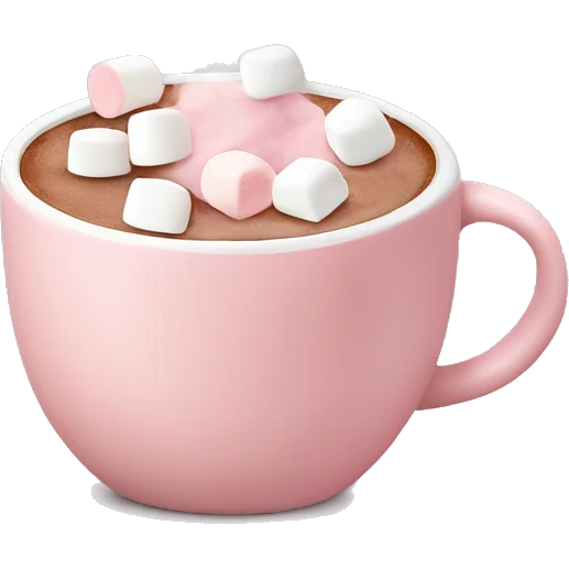 Light Pink mug of hot chocolate with marshmallows  emoji