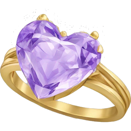 gold ring with a lavender heart diamond emoji
