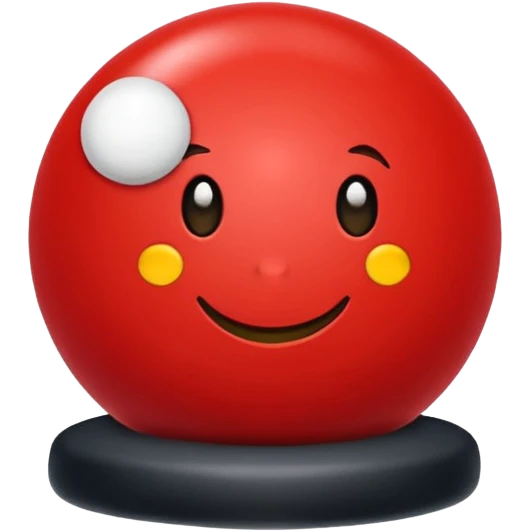 🔴 Parte de cima: vermelha, lisa e brilhante
⚪ Parte de baixo: branca
➖ No meio: uma faixa preta horizontal que divide a bola ao meio
⚪ No centro da faixa: um botão redondo branco (ou cinza claro), que parece um pequeno círculo
Formato: ⚪ Bola perfeitamente redonda emoji