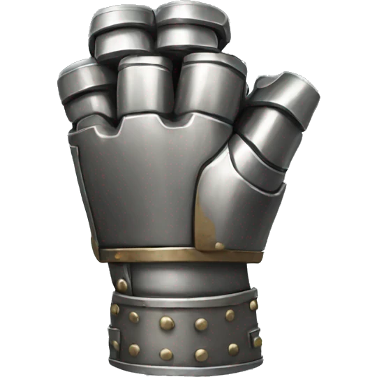 a metal gauntlet in a fist facing forward pointing upward emoji