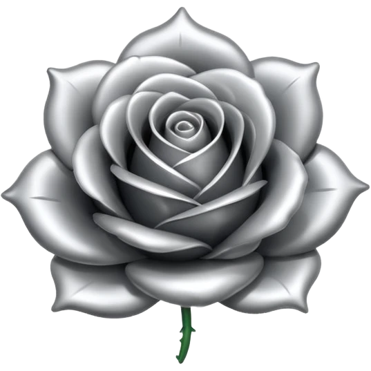 A rose emoji made of liquid silver metal minimalistic iOS emoji style, centered, emoji