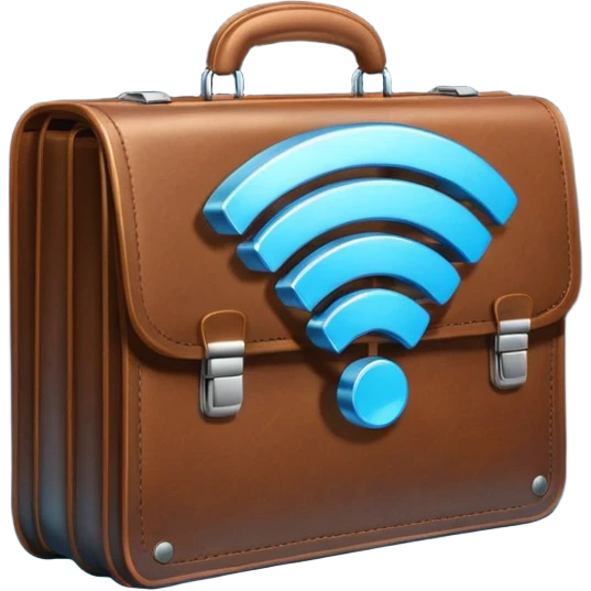 open wifi icon money filled briefcase emoji