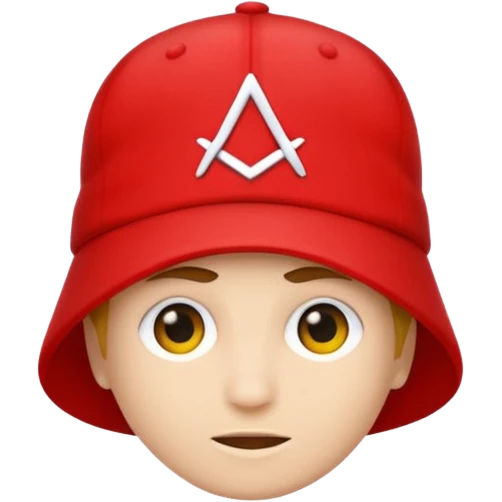 Red cap with no person wearing it that says "I AM IN A CULT" in white text emoji