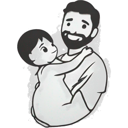 Dad hold babygirl in the air. Black outline emoji