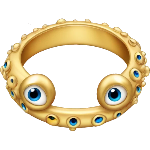 very thin gold ring studded with eyeballs emoji