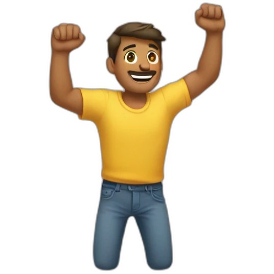 man lifting hig hands up bended elbows emoji