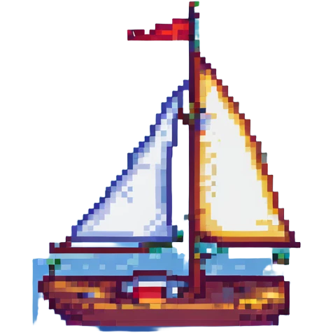 pixel art sailboat, simple, bright colors, no text emoji