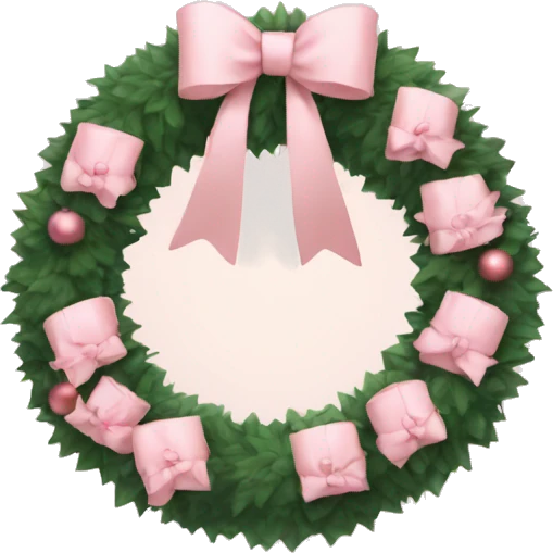 wreath with pale pink bows christmas mood emoji