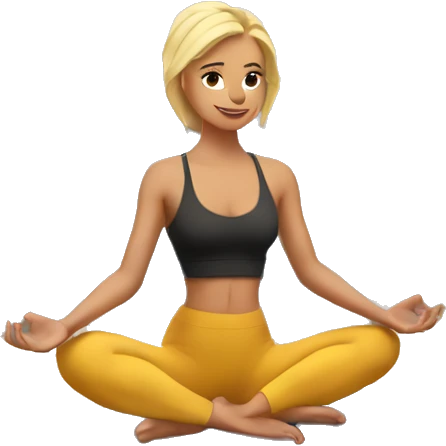 The blonde does yoga on a mat with a view of the mountains emoji