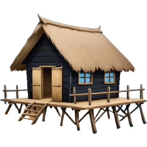 A hut on the edge of the ocean emoji