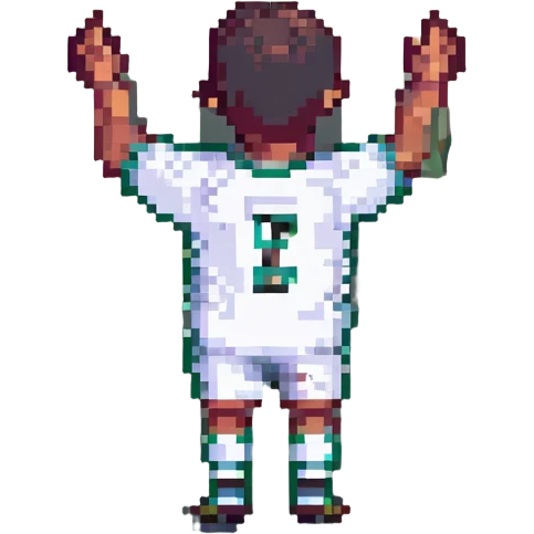 Ronaldo, pixel art style, celebrating a goal emoji