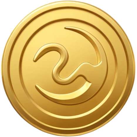 A modern cartoon-style emoji of a stylized money coin combined with a subtle play button icon, clean lines, bold shape, freeform, optimized for social media video emoji