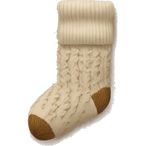 Beige knit Christmas sock emoji