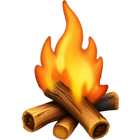 Bonfire: A small, crackling bonfire with soft flames and a hint of glowing embers. emoji