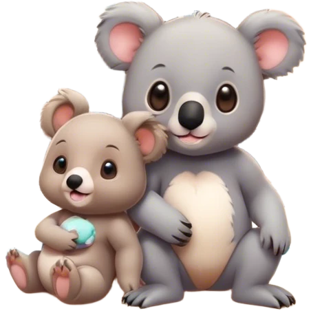 Baby bunny baby bear baby koala at mansion infront of beach at sunset  emoji
